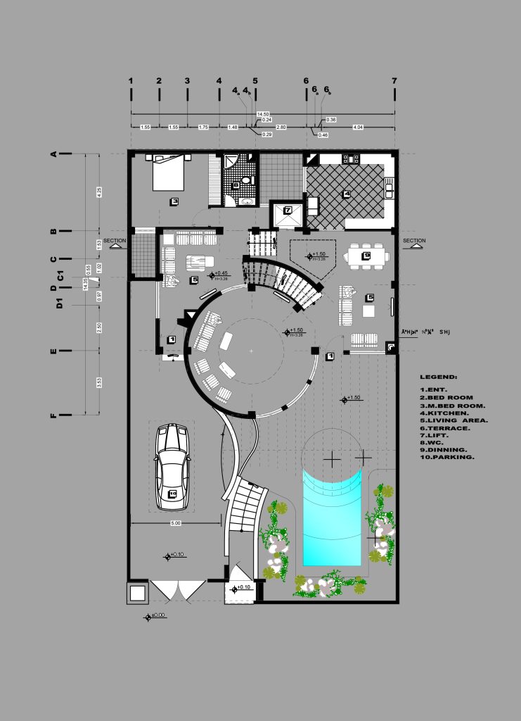 Modern circular villa with terrace